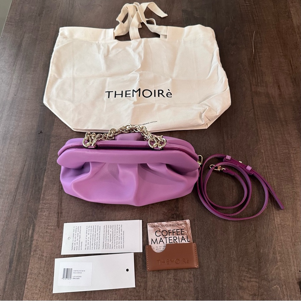 Themoirè Coffee Lavender Tia Clutch Bag - Themoire Purse Made in Italy $420